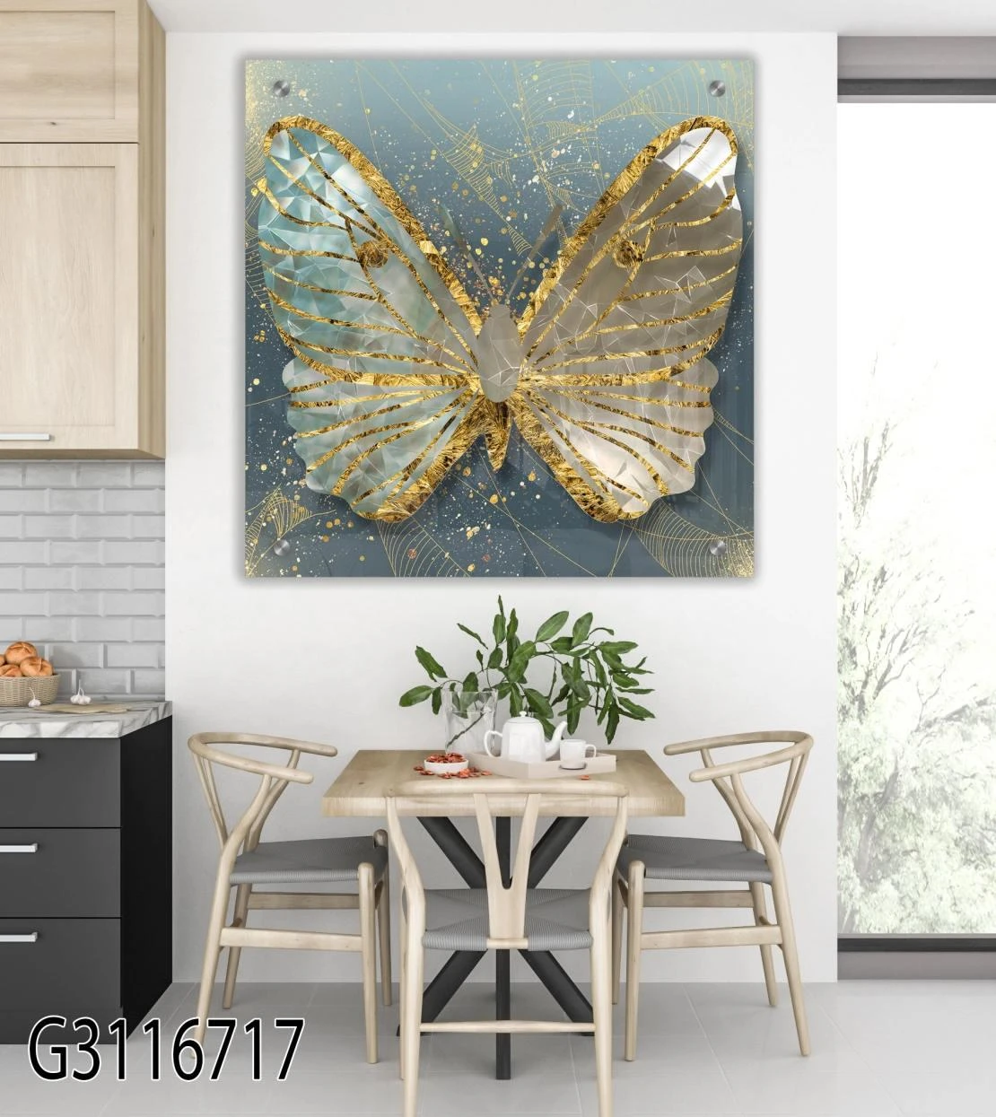 פרפר הזהב - תמונה מיוחדת על זכוכית לפינת אוכל או לכניסה לבית דגם G3116717