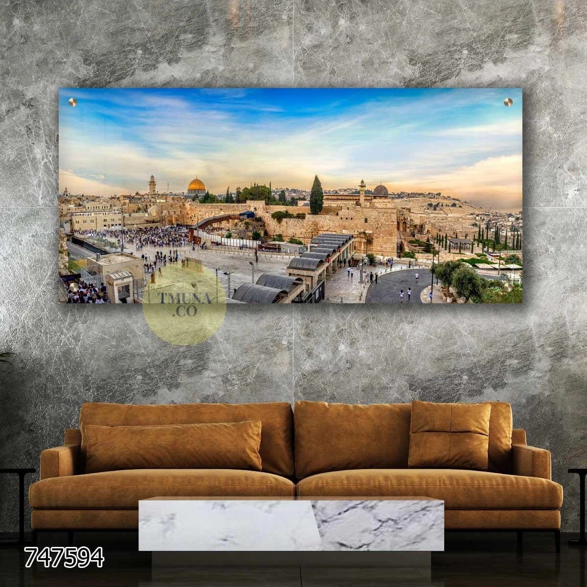 רחבת הכותל תמונה יוקרתית על זכוכית של ירושלים למשרד או סלון דגם 747594