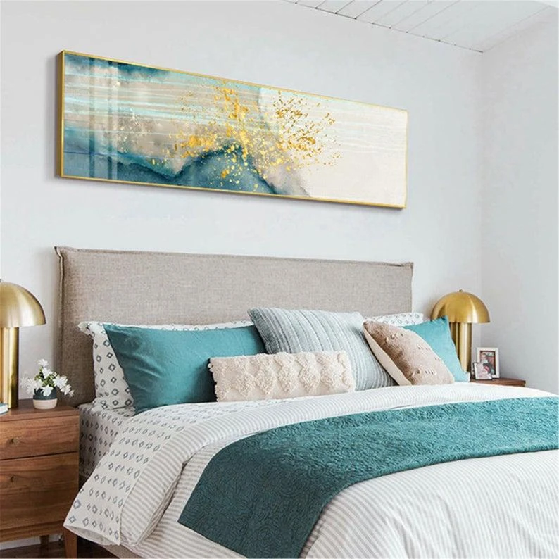 אבסטרקט חלומות - תמונת זכוכית יוקרתית פנורמית למעל המיטה דגם 9433470/3