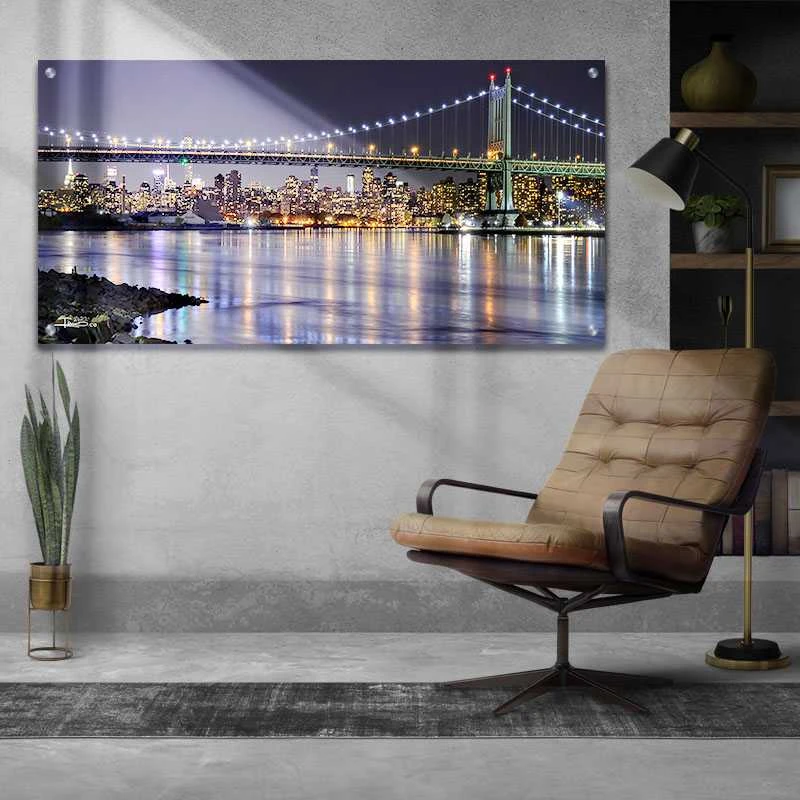 גשר ניו יורק תמונת זכוכית למשרד ניו יורק XVIII הדפסה על זכוכית ארכיטקטורה - דגם alvtm46p2724