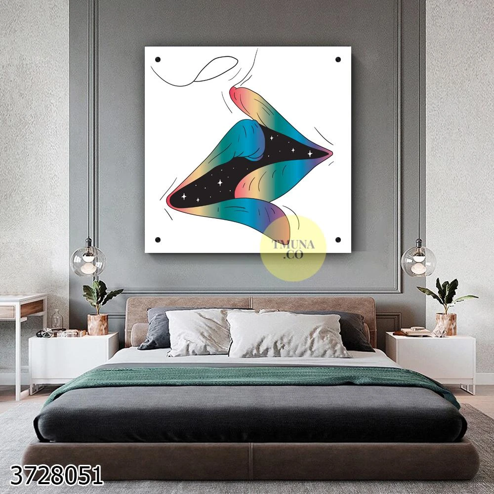 תמונת זכוכית יוקרתית של אהבה בכל הצבעים לתלייה בחדר שינה דגם 3728051