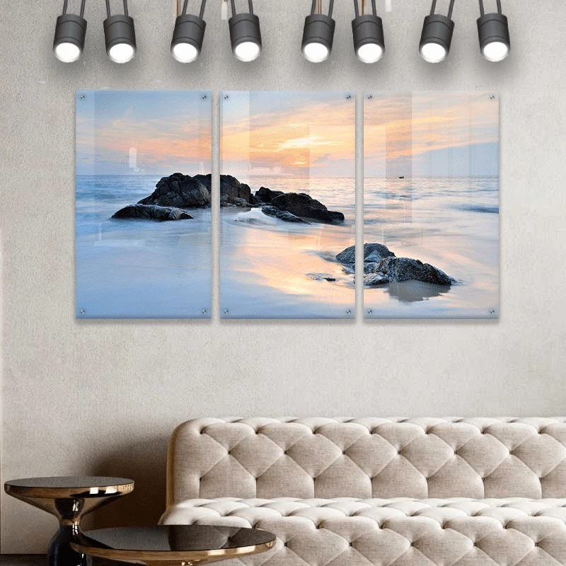 סט 3 תמונות זכוכית אי הזוגות ציור בסגנון טבע ונופים - דגם Gleotm23082201