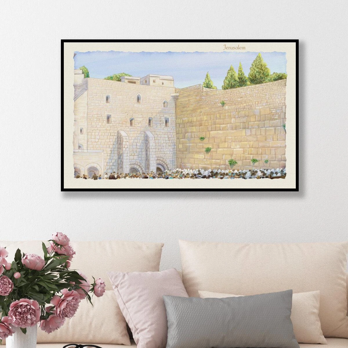 ירושלים תמונות יהודיות - ציור של הכותל המערבי לסלון או למסדרון על קנבס או זכוכית דגם 3728193
