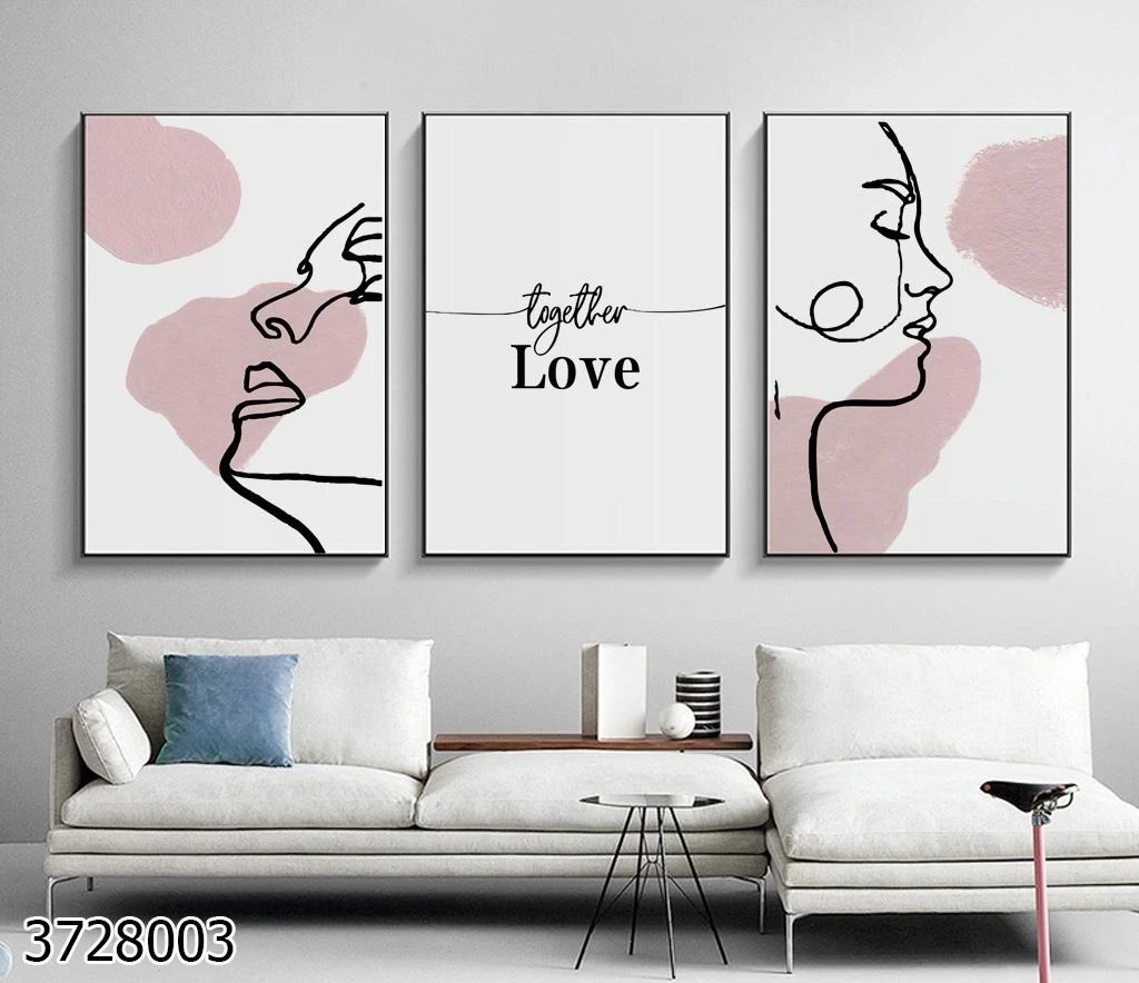 תמונות קנבס בחלקים אומנות קשרי אהבה בסגנון מינימליסטי נורדי לתלייה בחדר שינה דגם 3728003
