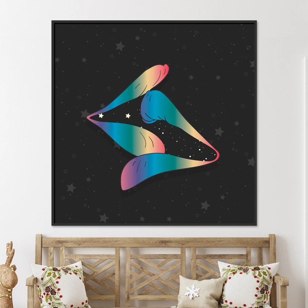 נשיקה בצבעים על רקע שחור תמונה זוגית מהממת של שפתיים על קנבס לתלייה בחדר שינה דגם 3728052