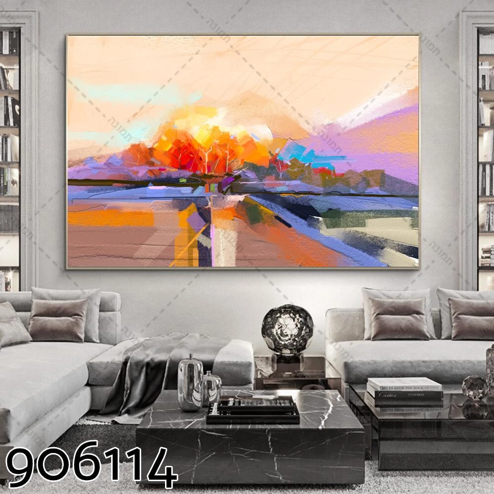 תמונות של נוף | ציור קנבס צבעוני הר געש לתלייה בסלון דגם 906114