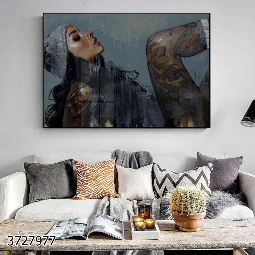 אשת ניו יורק מקועקעת תמונת קנבס לחדר שינה סלון דגם 3727977