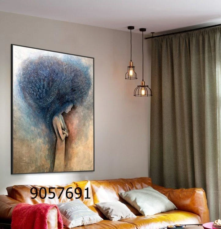 ציור אפריקאית על בד קנבס לחדר שינה דגם 9057691