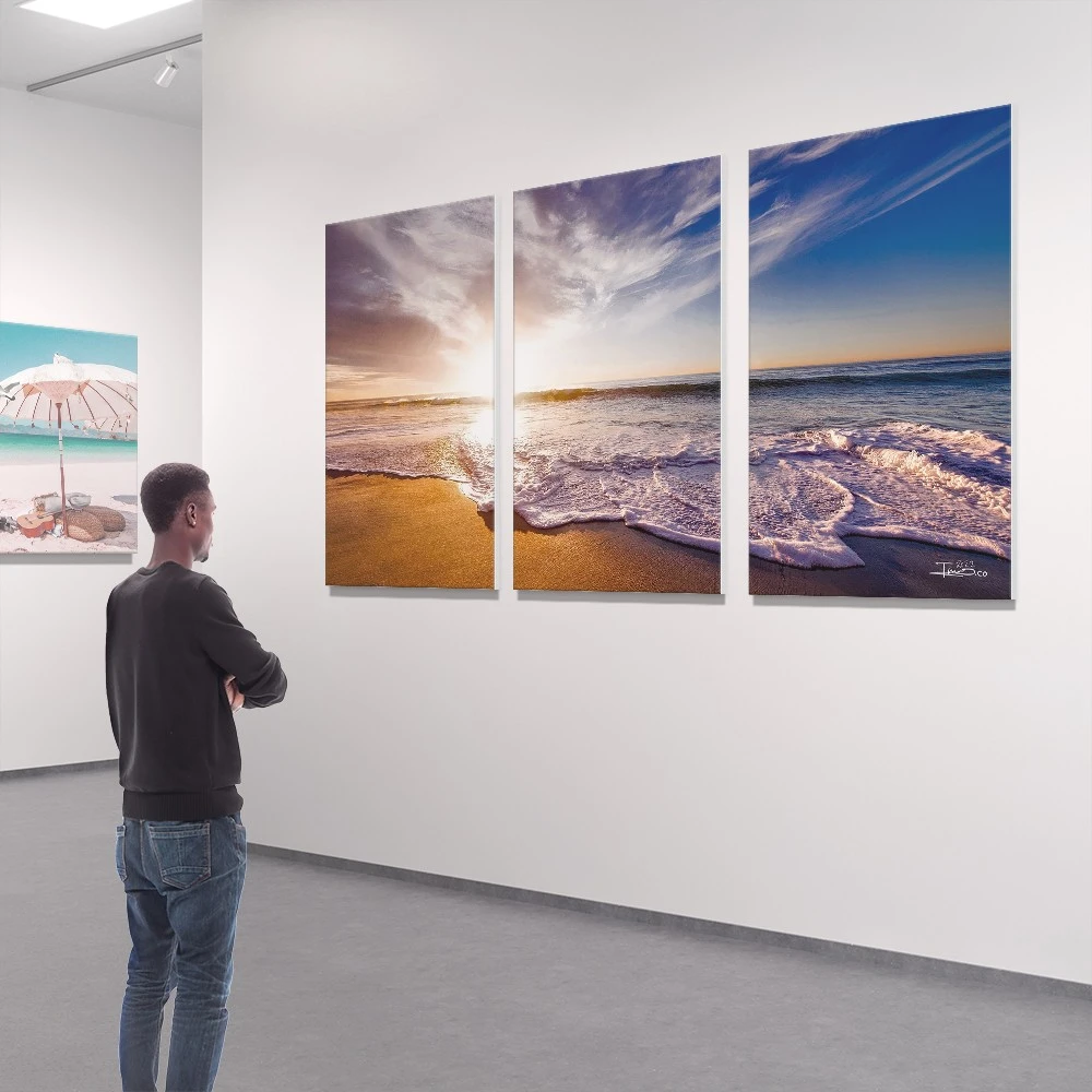 3 תמונות קנבס מחולקות של שקיעה סט תמונות בנושא טבע ונופים - דגם 1355456