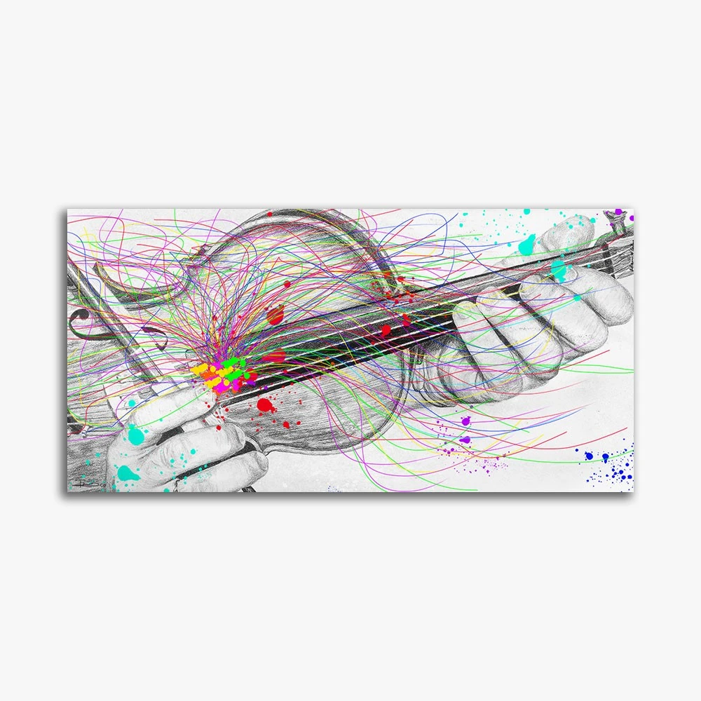 תמונה מינימליסטית לבר מסעדה ציור לרוחב גיטרה ציור בסגנון מוסיקה - דגם alvtm46p2510