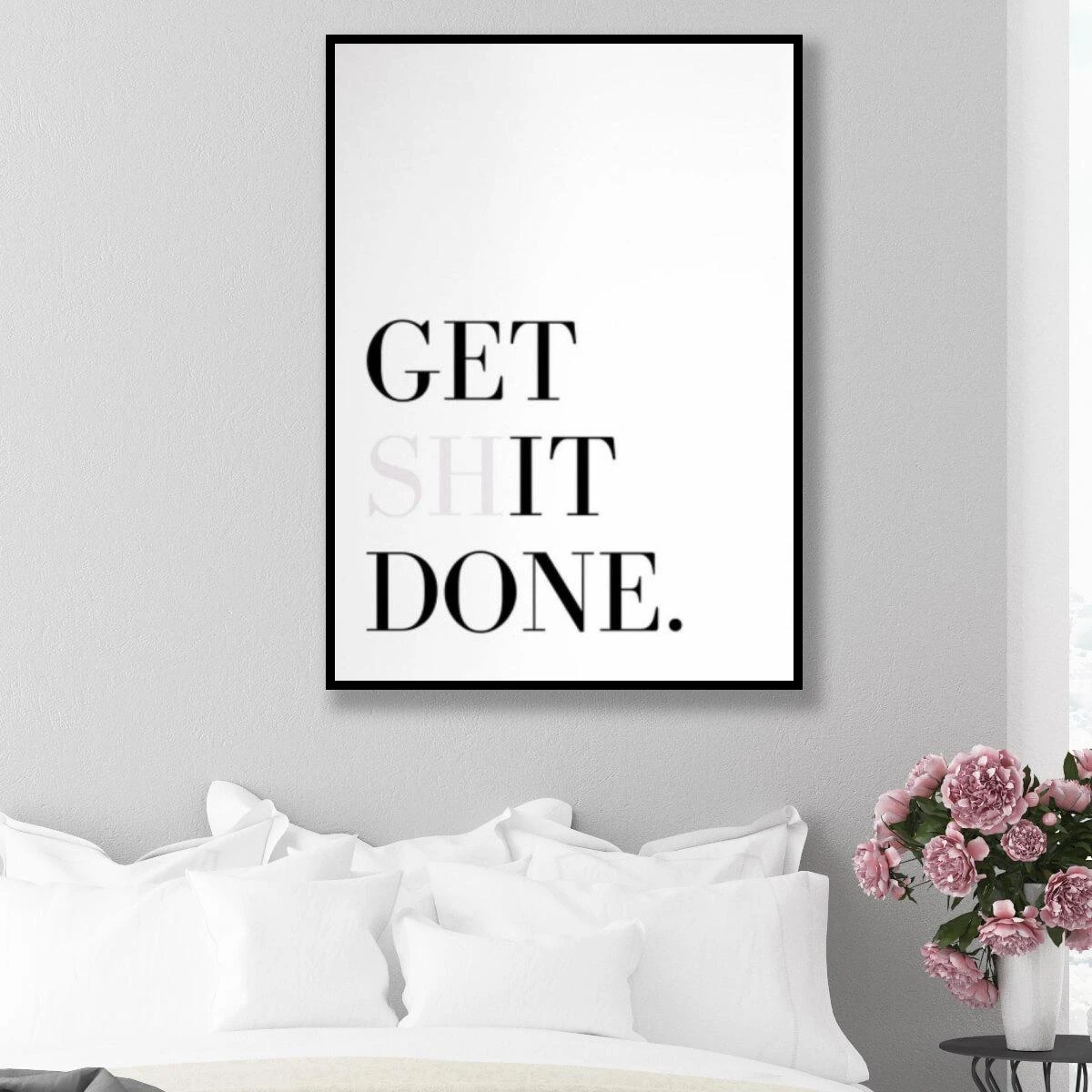 GET IT DONE תמונות מוטיבציה שחור לבן מינימליסטית על קנבס או זכוכית לחדר שינה או משרדים דגם 3728562