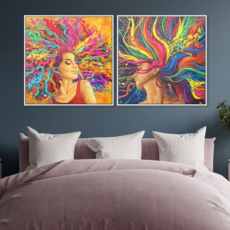 2 תמונות קנבס צבעוניות לחדר ילדים אישה חזקה תמונות מחולקות פופארט - דגם 135281