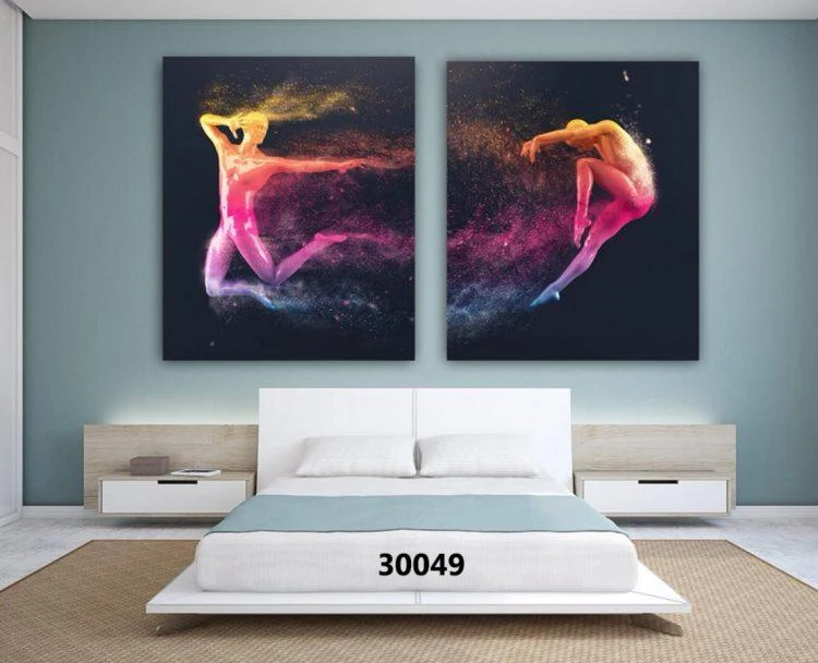ריקוד מושחט הצבעוני - סט 2 תמונות קנבס של רקדנים לחדר דגם 30049