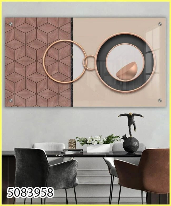 תמונות לסלון טבעות ברוז גולד בהדפסה ישירות על זכוכית מתאים גם לפינת אוכל דגם 5083958