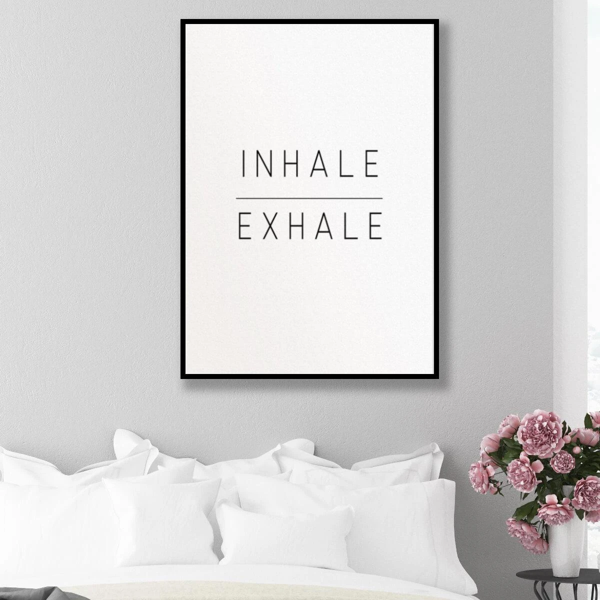לזכור לנשום - תמונות שחור לבן השראה על קנבס או זכוכית לחדר שינה לקליניקה או למשרד דגם 3728565