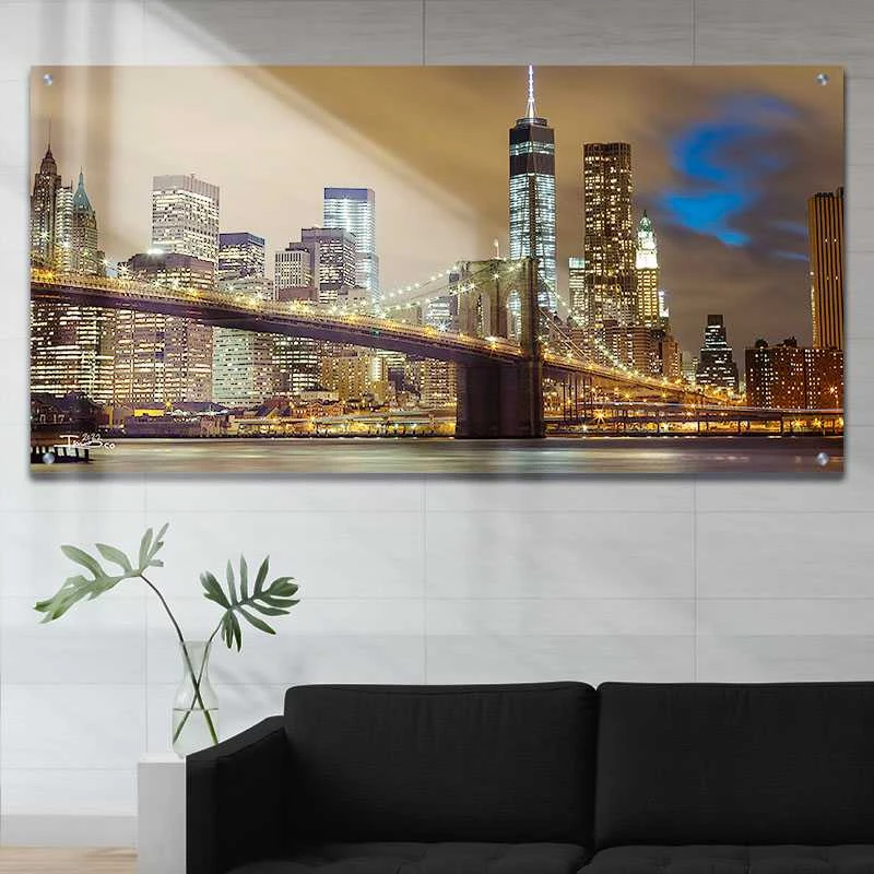תמונת נוף ניו יורק זכוכית לסלון ניו יורק VII הדפסה על זכוכית ערים - דגם alvtm46p2713
