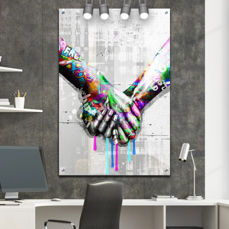 חברים בכל הצבעים - תמונה בסגנון גרפיטי מעוצבת לתלייה בחדרי נוער ובחדר שינה דגם 3231241