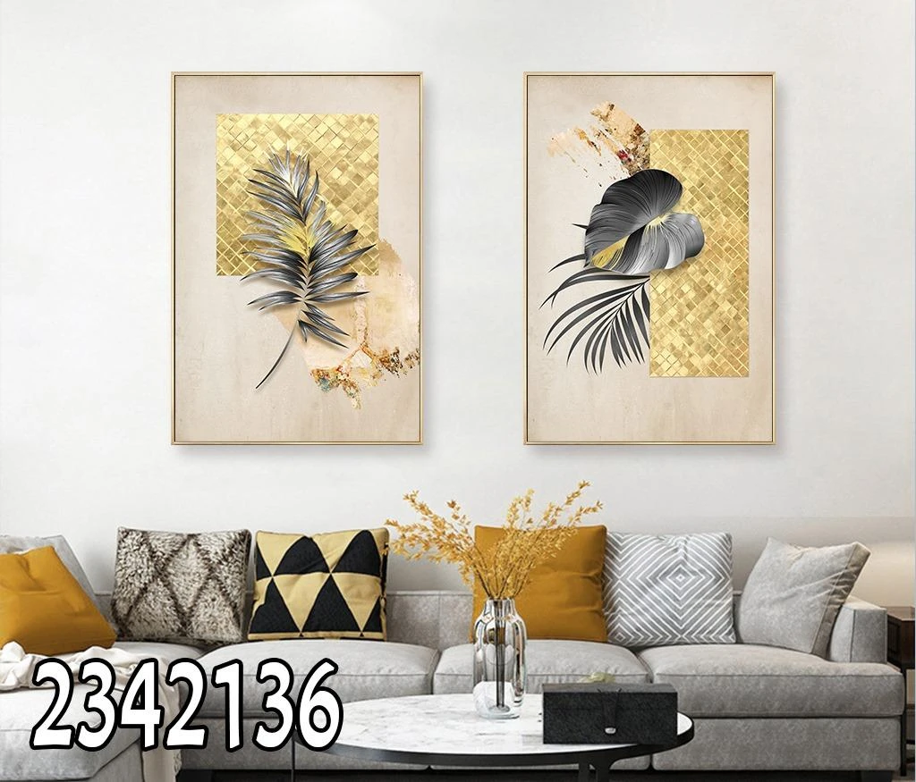 סט 2 תמונות קנבס עלים למטבח או לפינת אוכל מק"ט 2342136