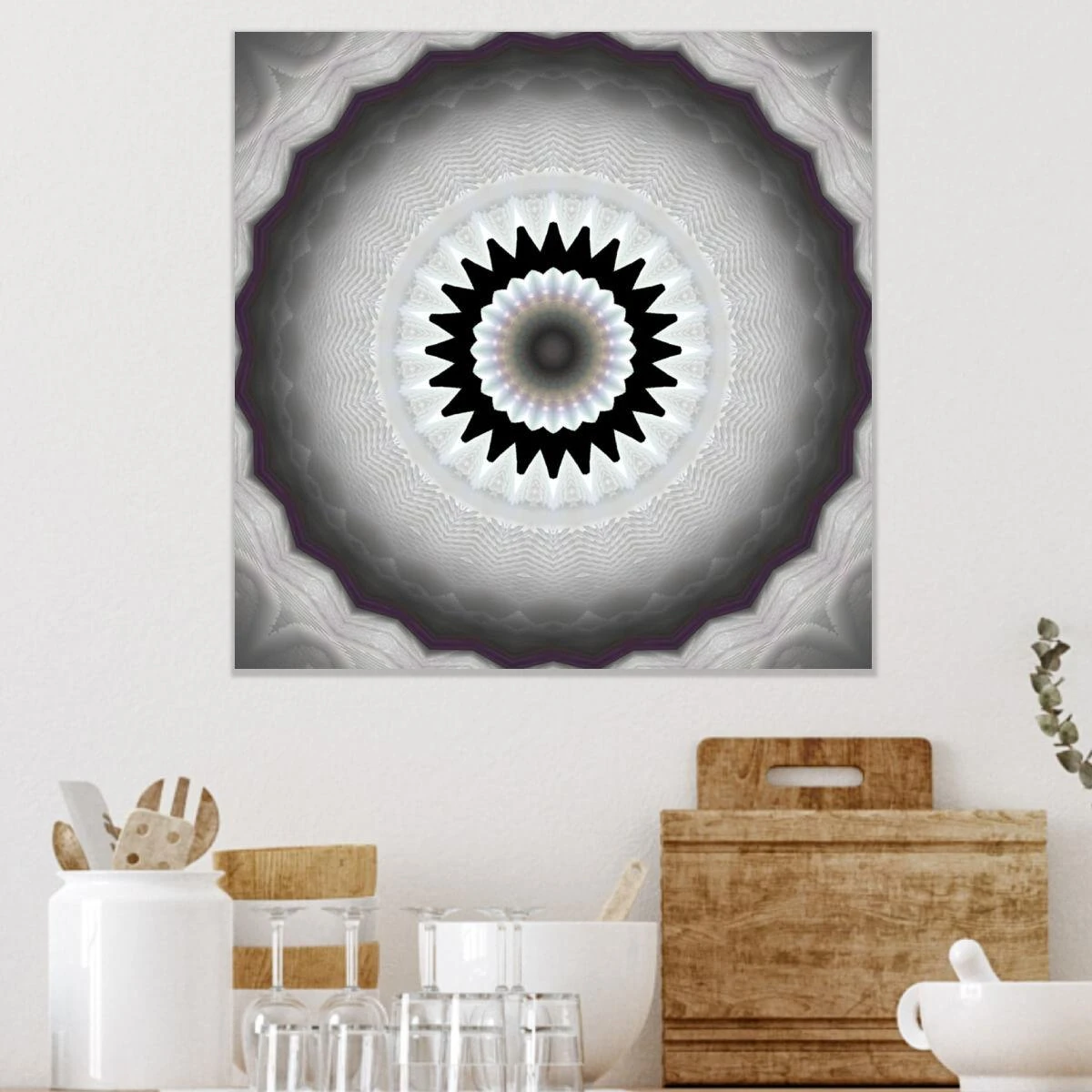 מנדלה באפור ושחור - תמונה של מנדלה לסלון או מטבח דגם 3728273