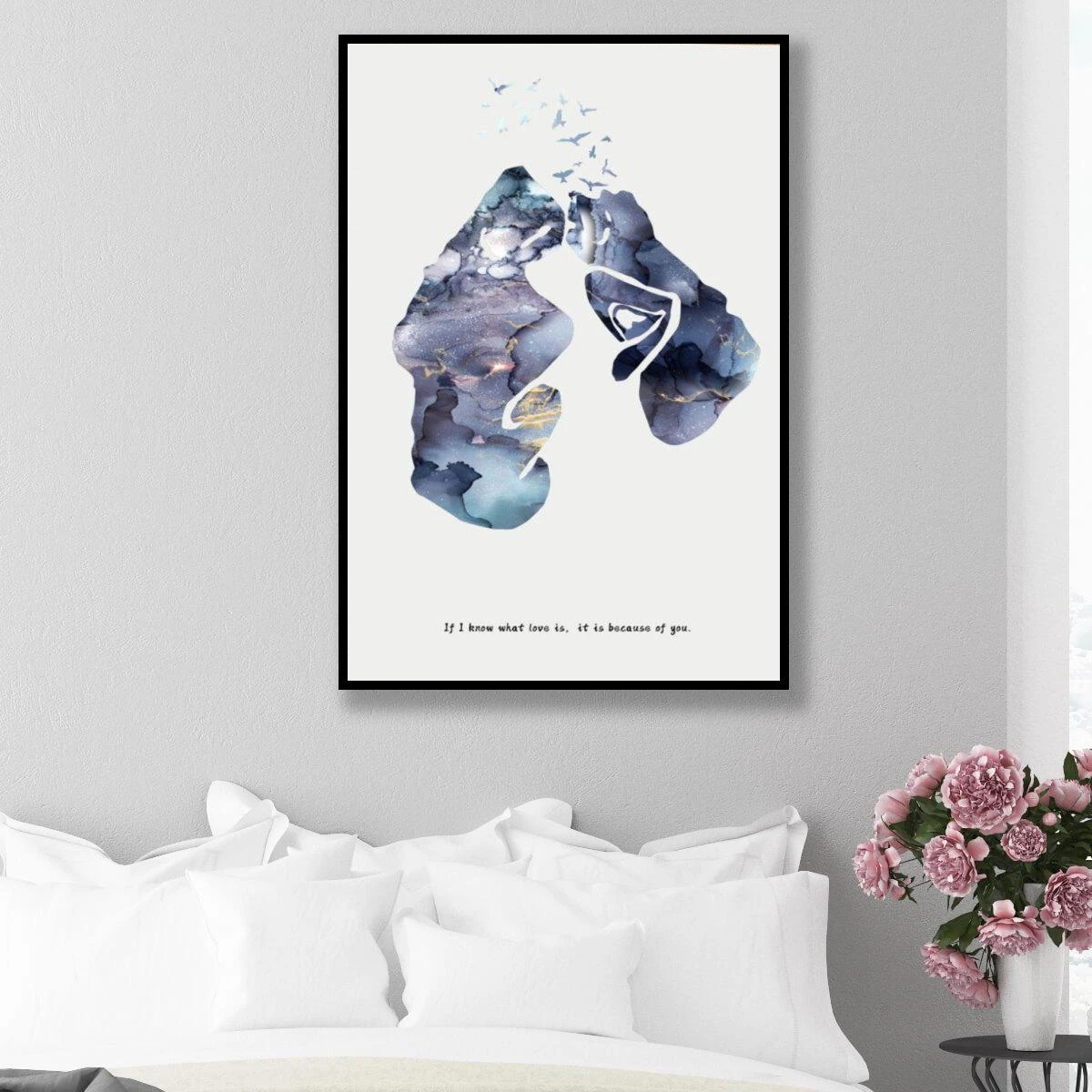 חיבור אמיתי - תמונת זכוכית או קנבס זוגית אבסטרקט לחדר שינה דגם 3728540