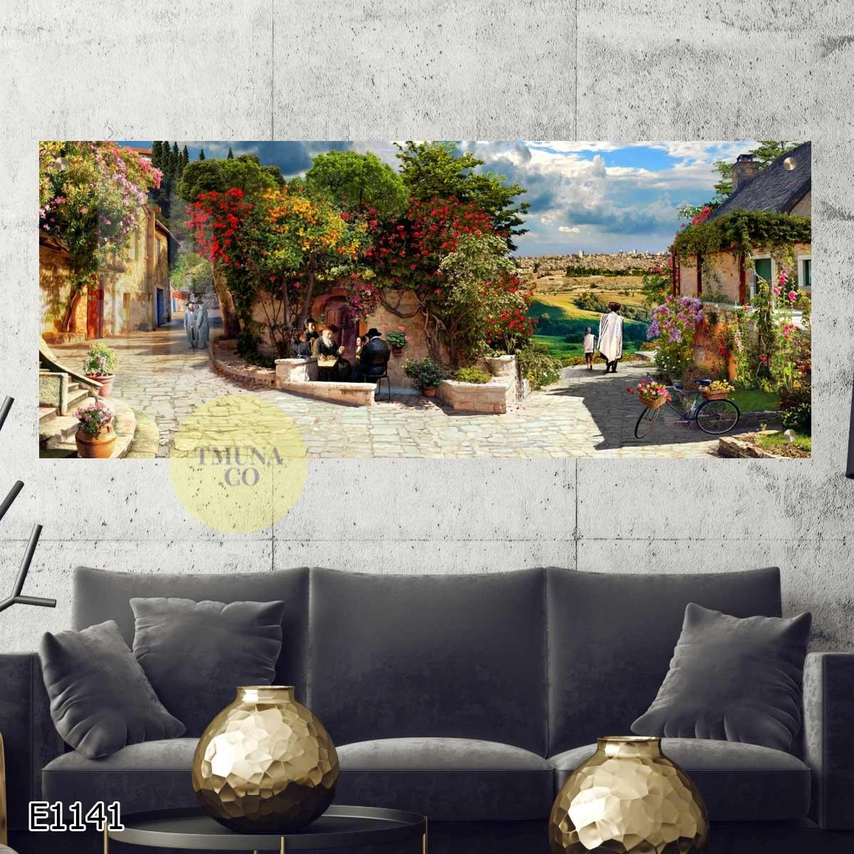 תמונה ציורית על זכוכית של אווירת קדושת ירושלים להדפסה לסלון למשרד או למסדרון דגם E1141