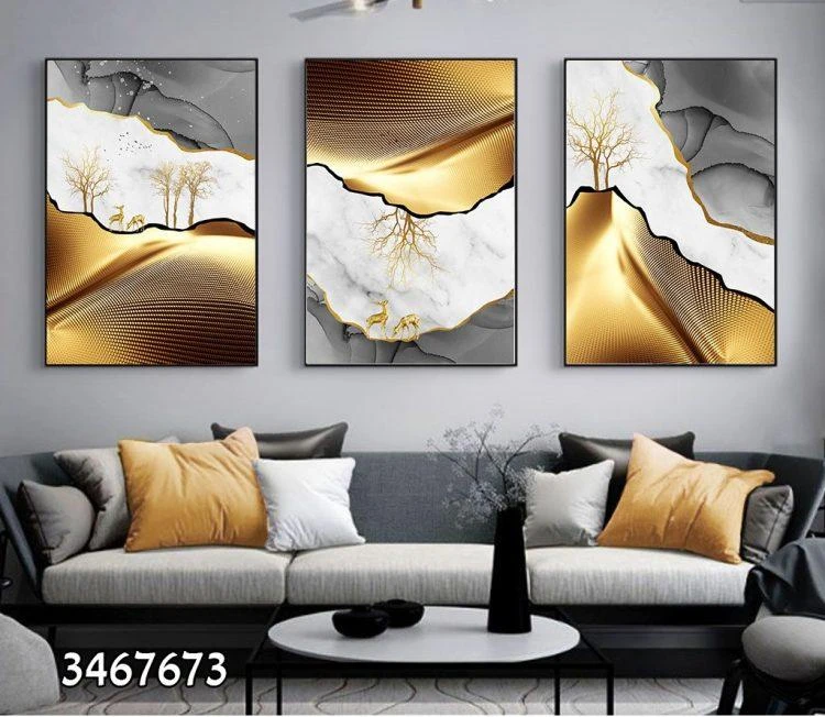 סט שלוש תמונות אבסטרקטיות לסלון 3467673