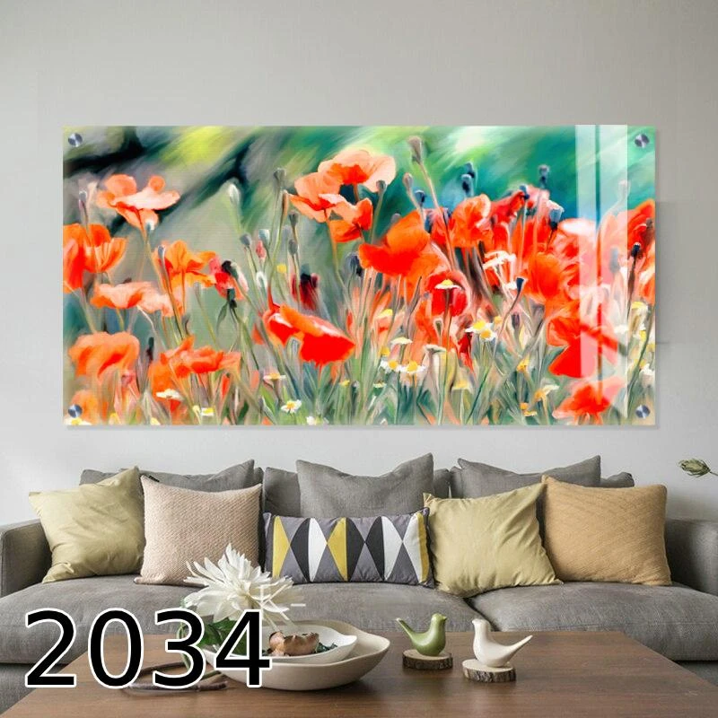 תמונת זכוכית של כלניות תמונות בצבע אדום דגם 2034