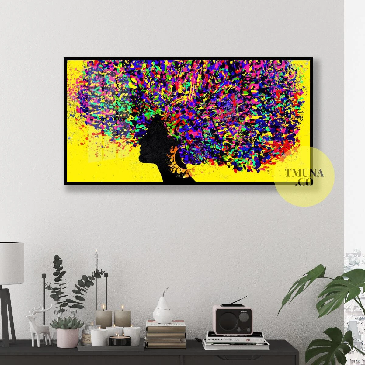 אפריקאית מצוירת #3 - פרינט ייחודי לתלייה בסלון או משרד דגם 134873C