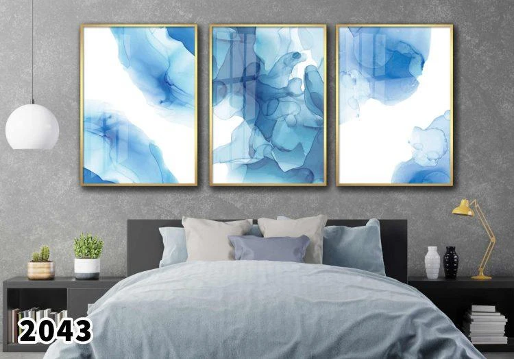 אבסטקרט כחול #2 - סט 3 תמונות של מוכנות לתלייה על הקיר 2043