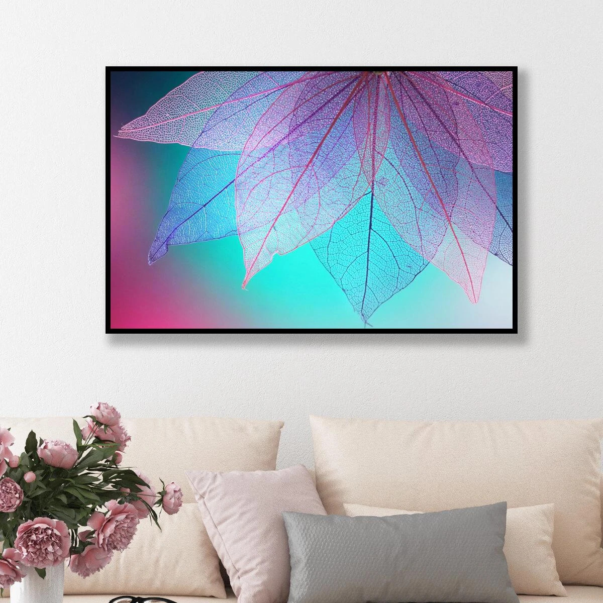 עלים בסטייל - תמונה מושלמת לקליניקה לפינת אוכל הדפסה על קנבס או זכוכית דגם 3728458