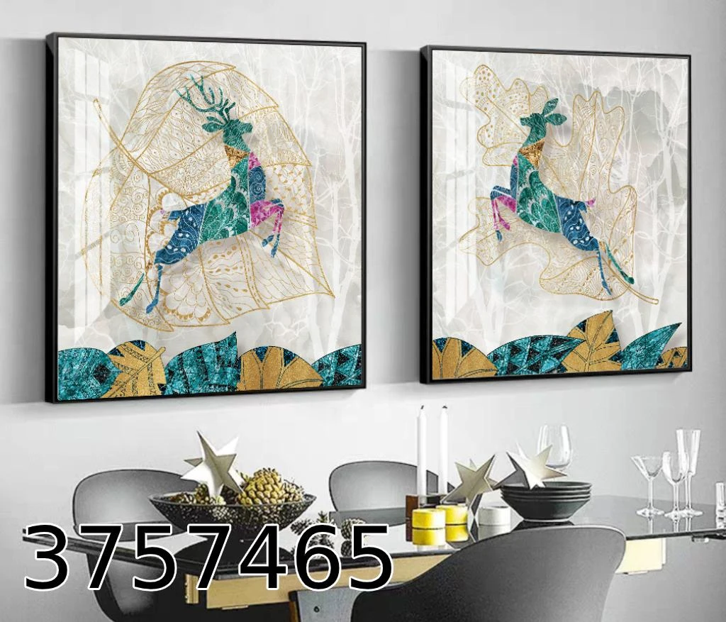 איילים 5 זוג תמונות מרובעות לפינת אוכל דגם 3757465