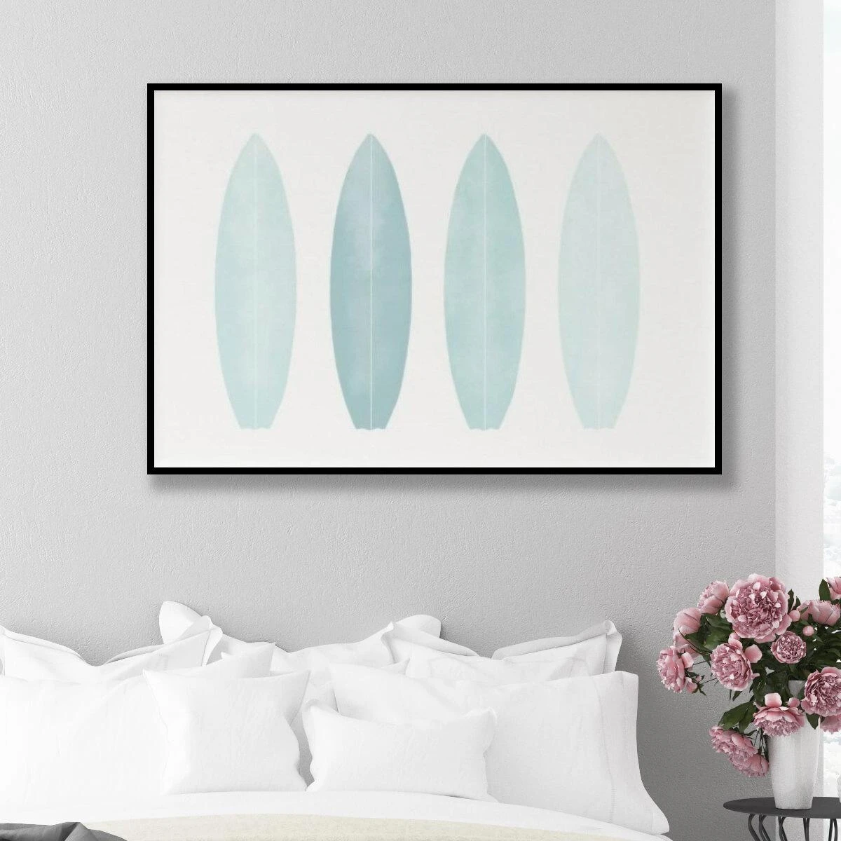 תמונות גולשים – גלשנים בסגנון מינימליסטי על קנבס או זכוכית לחדר שינה ולחובבי גלישה דגם 3728530