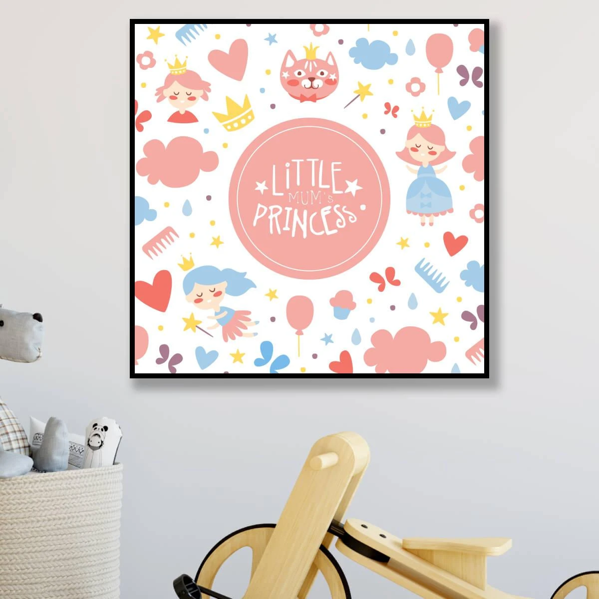 PRINCESS - תמונה לחדרי תינוקות של בנות על קנבס או זכוכית דגם 3728337