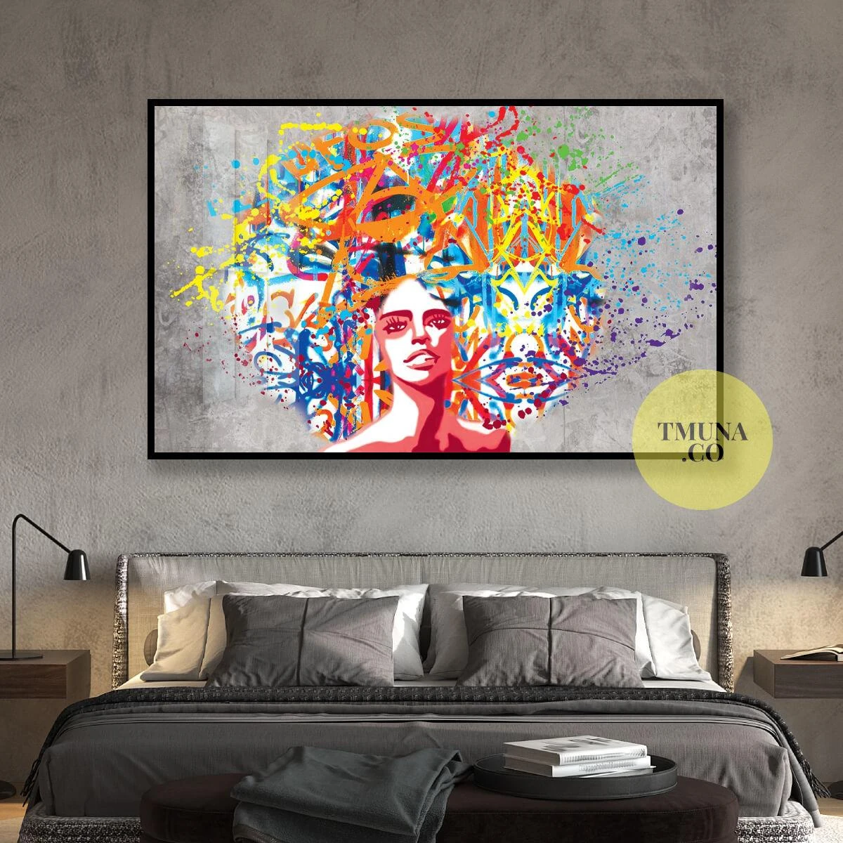 מארלי הצבעונית - הדפס של אפריקאית לסטודיו חדר שינה או סלון על קנבס או זכוכית דגם 134942
