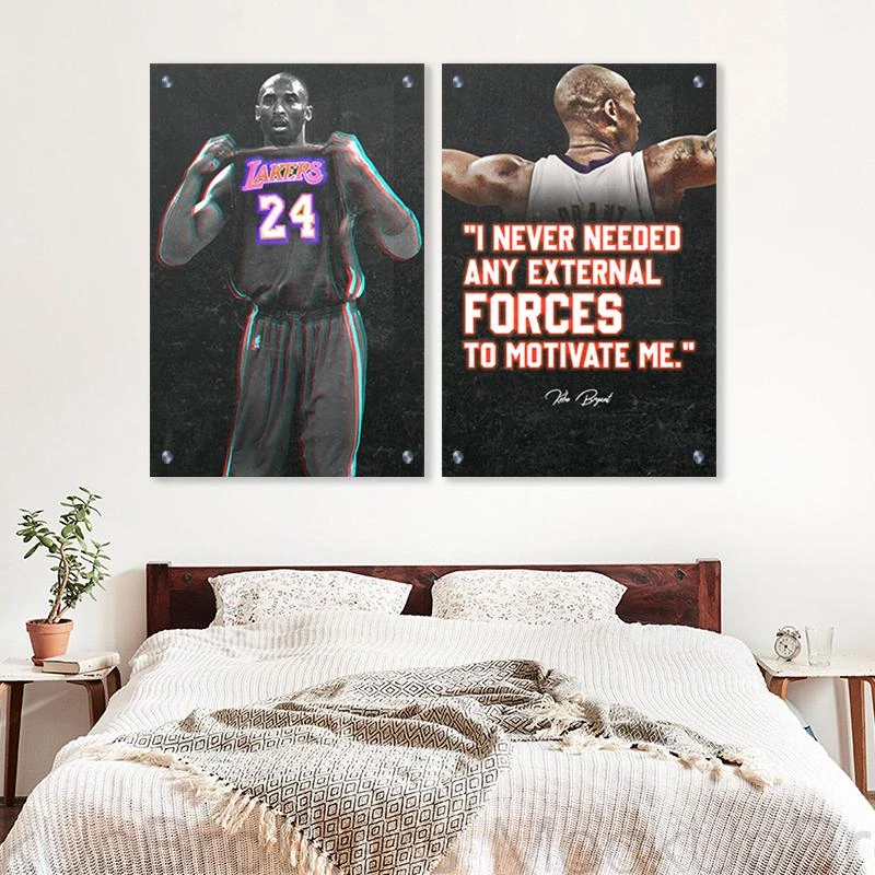 תמונת מוטיבציה של קובי בראיינט לחדר שינה או למשרד I Never deedef... בגודל 40X60*2 ס"מ, 70X100*2 ס"מ  עיצוב בנושא גיימינג, משפטים, לילדים מגיע בקנבס מתוח על מסגרת עץ, זכוכית ומנטים כסופים - דגם 135302