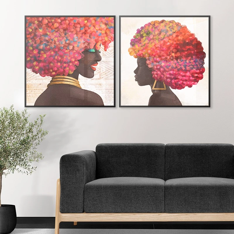 זוג תמונות קנבס לסלון בחורה מקסימה תמונות מחולקות פופארט - דגם 135280