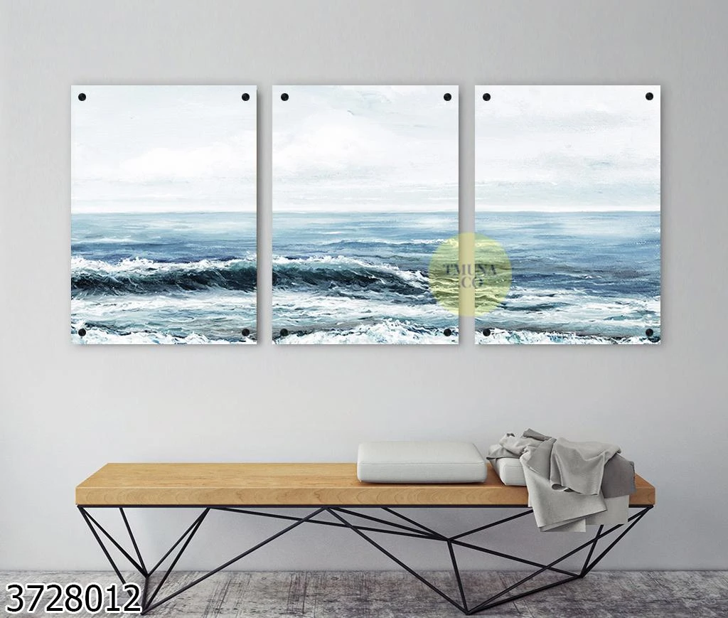 כמו מים שקופים סט 3 תמונות של ים על קנבס לסלון למשרד או חדר שינה דגם 3728012
