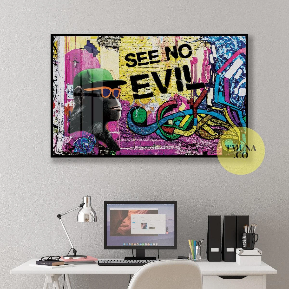 ראייה חיובית - הדפס גרפיטי צבעוני לתלייה בחדרי נוער ומשרדים דגם 134907