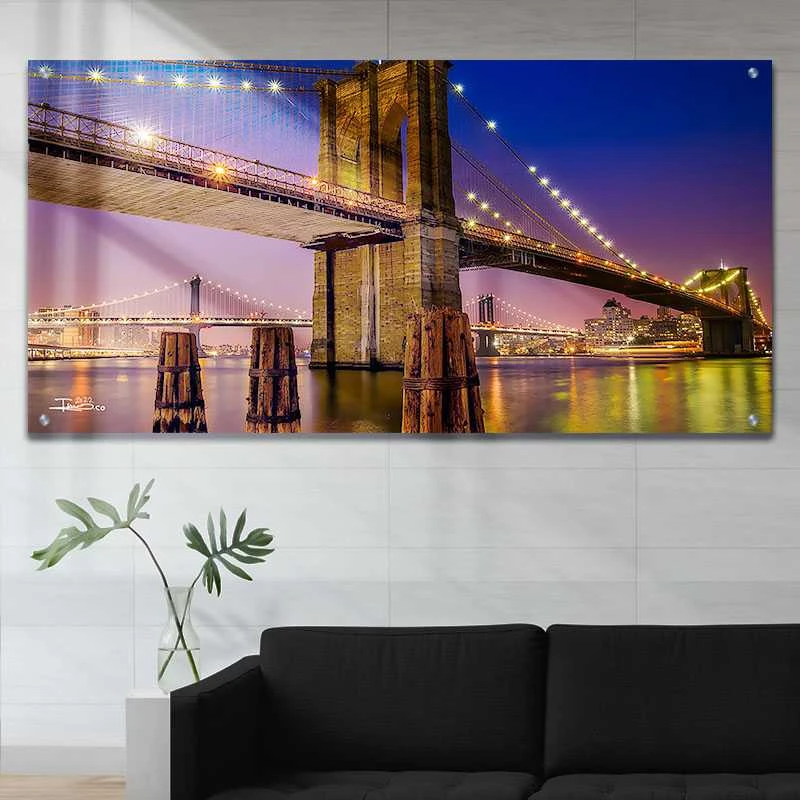 גשר ניו יורק תמונת זכוכית לסלון הבחירה האחרונה הדפסה על זכוכית ארכיטקטורה - דגם alvtm46p2712