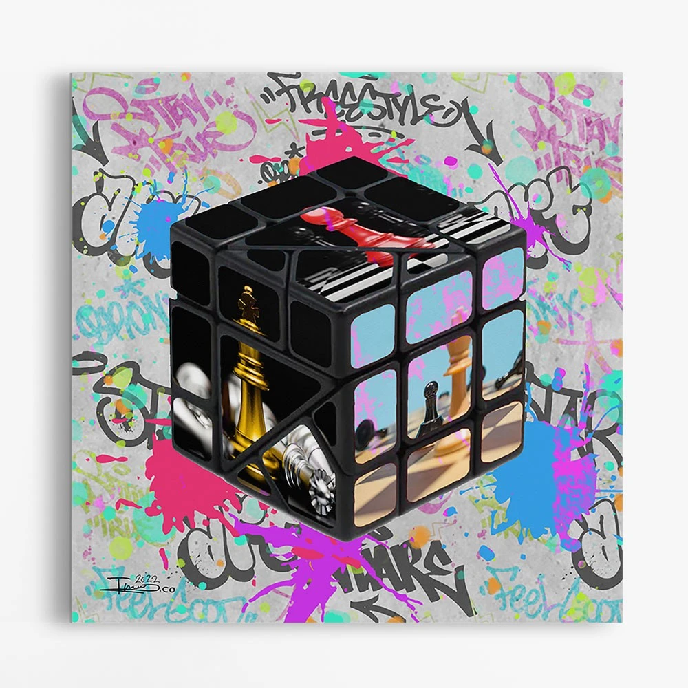 תמונת קוביה הונגרית לסלון תמונת גרפיטי קנבס שח מט IIII ציור בסגנון גרפיטי - דגם alvtm46p2638