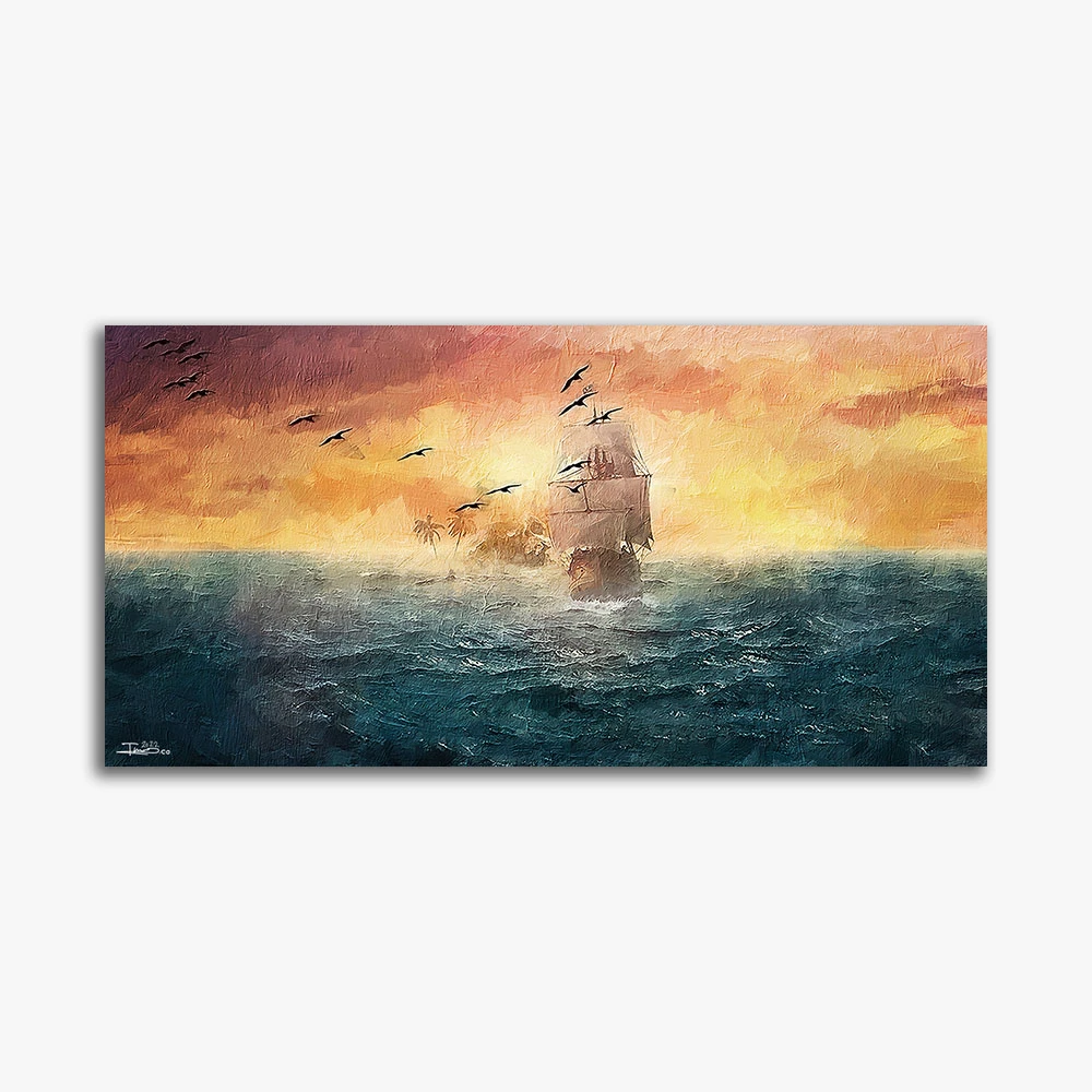 תמונה לפינת אוכל ים סוער ציור בסגנון טבע - דגם alvtm46p2558