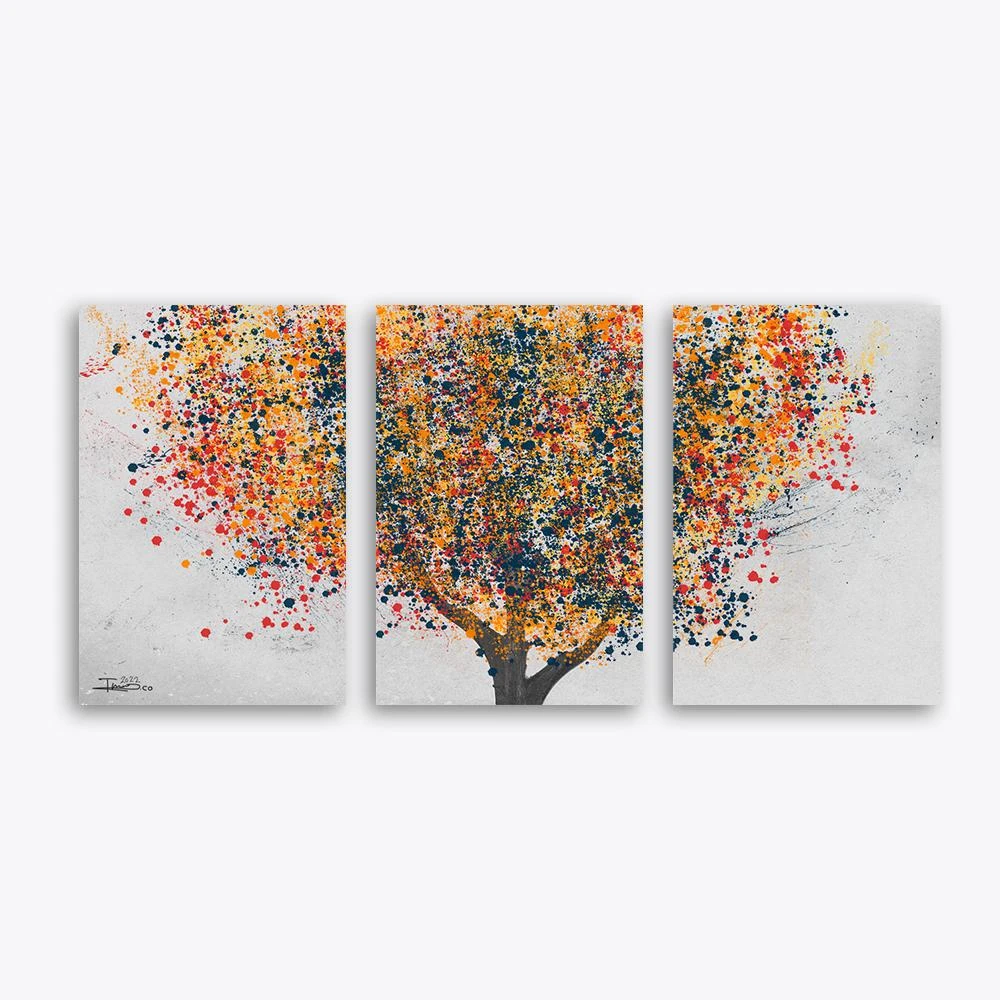 סדרה חדשה סט 3 תמונות קנבס לסלון עצי ארץ ישראל תמונת קנבס בנושא פרחים ועלים, ציורים - דגם alvtm46p2400