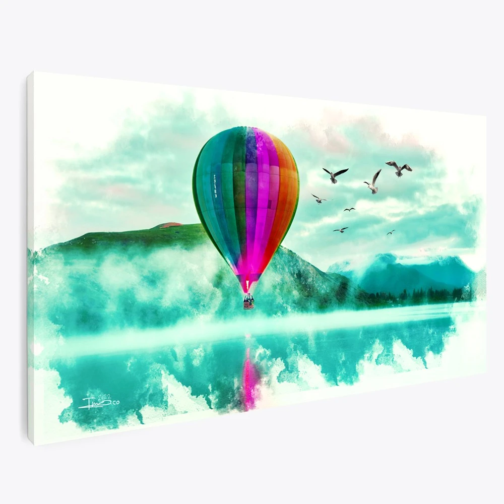 תמונת קנבס של כדור פורח לקליניקה בלון אוויר חם IV ציור בסגנון טבע ונופים - דגם 135726