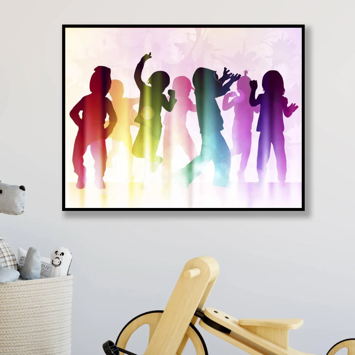 כל הילדים קופצים רוקדים – תמונת זכוכית או קנבס לחדרי ילדים או לסטודיו ריקוד דגם 3728315