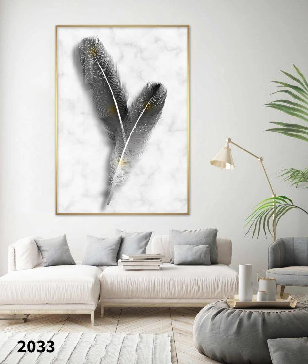 2 נוצות - תמונת קנבס מוכנה לתלייה על הקיר דגם 2033