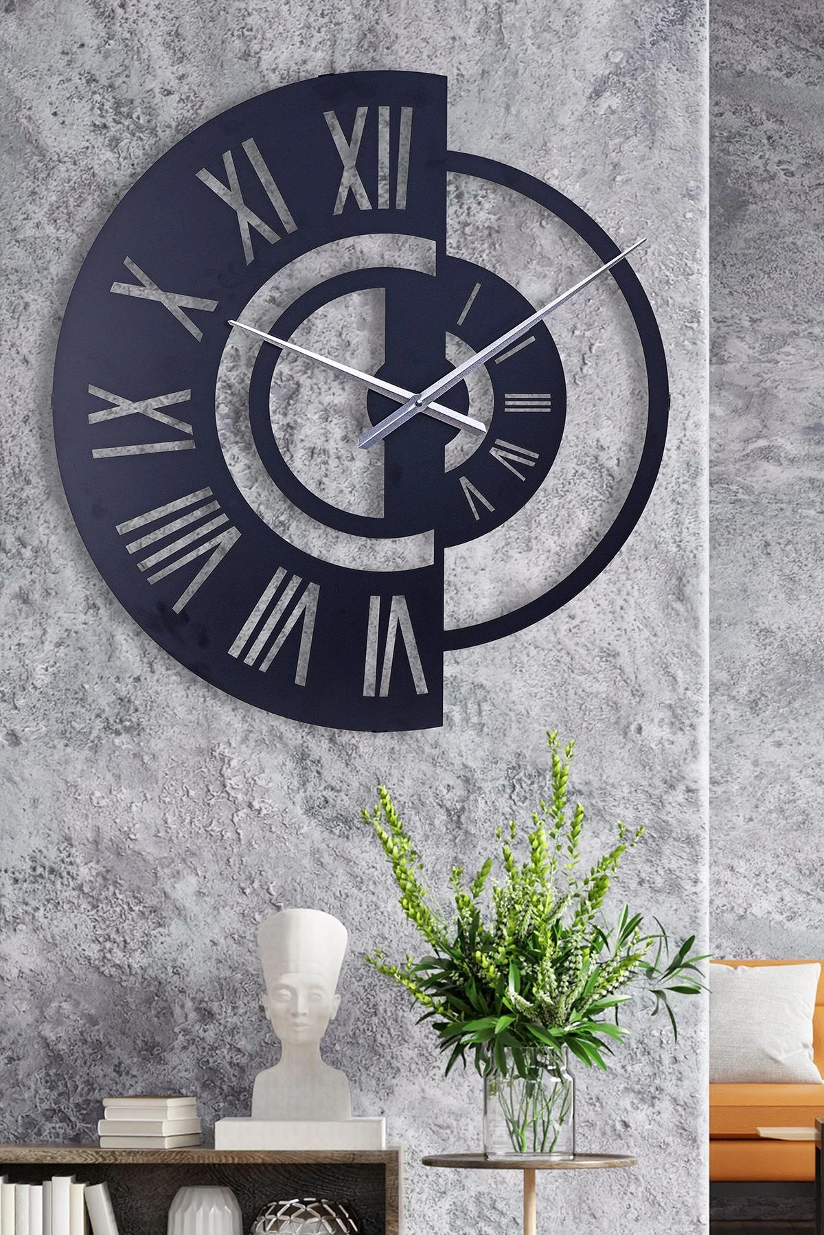 שעון קיר מתכת עגול צבע שחור דגם Garges-lès-Gonesse