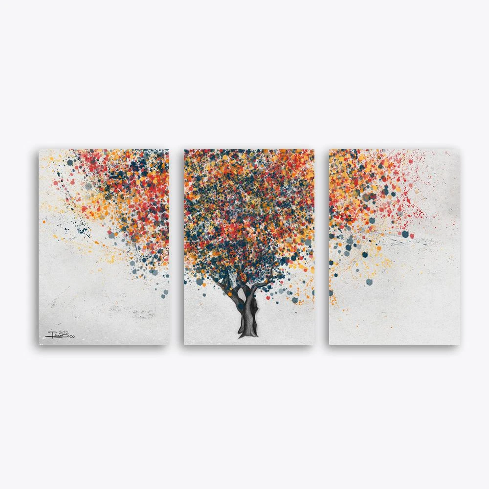 סדרה חדשה סט 3 תמונות קנבס לסלון ציור עץ החיים III תמונת קנבס בנושא פרחים ועלים, ציורים - דגם alvtm46p2396