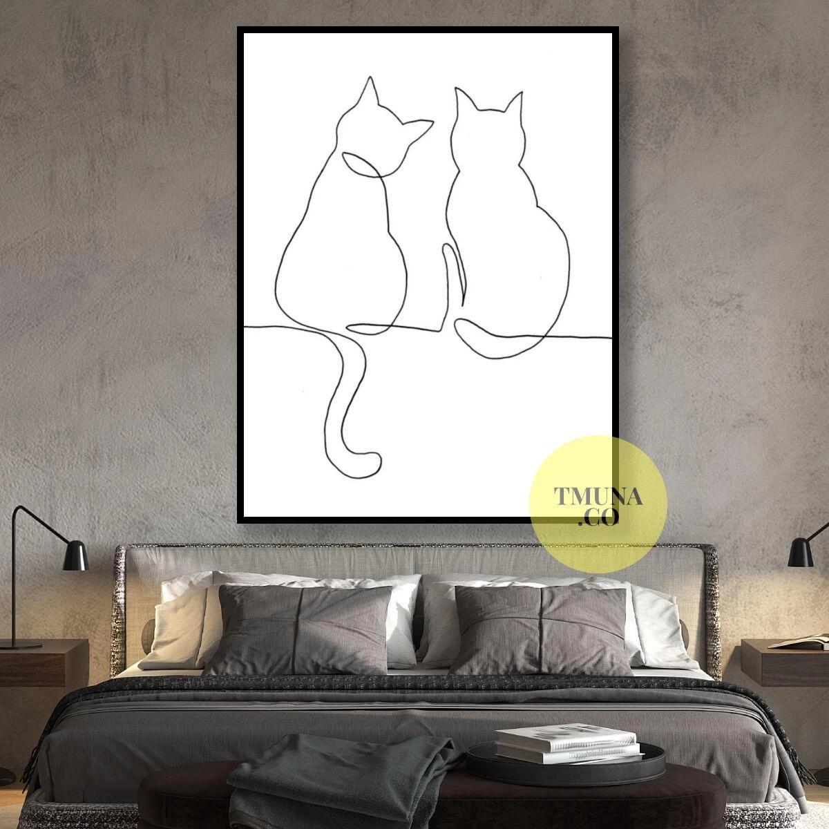 תמונה של חתולים לבית על קנבס או זכוכית בקו אחד דגם 3728621