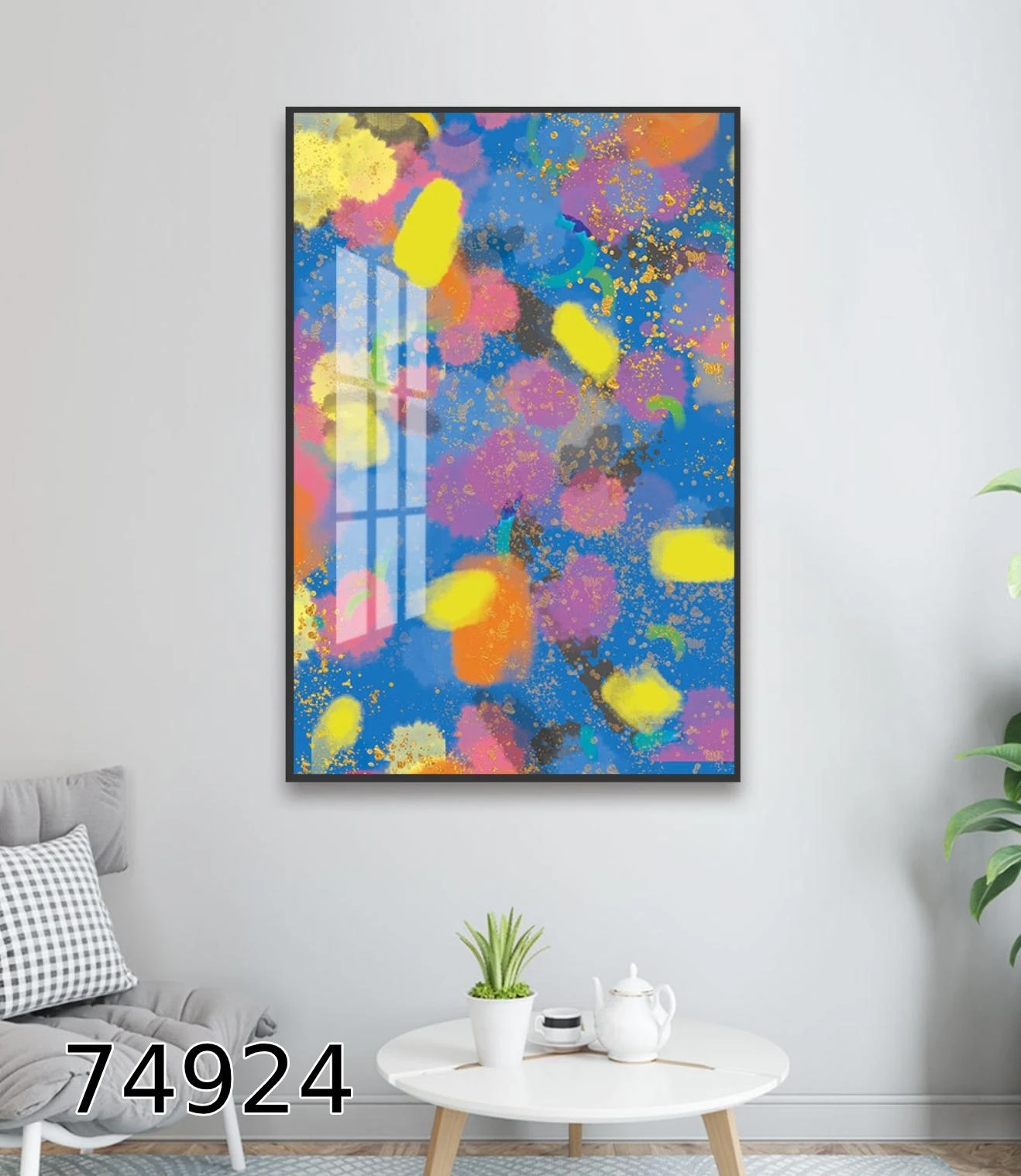 ציור אומנותי על זכוכית לתלייה בכניסה למשרד לבית דגם 74924