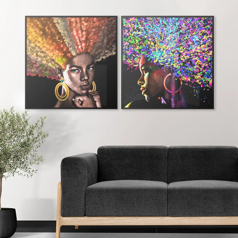 2 תמונות קנבס לסלון אישה עצמאית תמונות מחולקות פופארט - דגם 135279